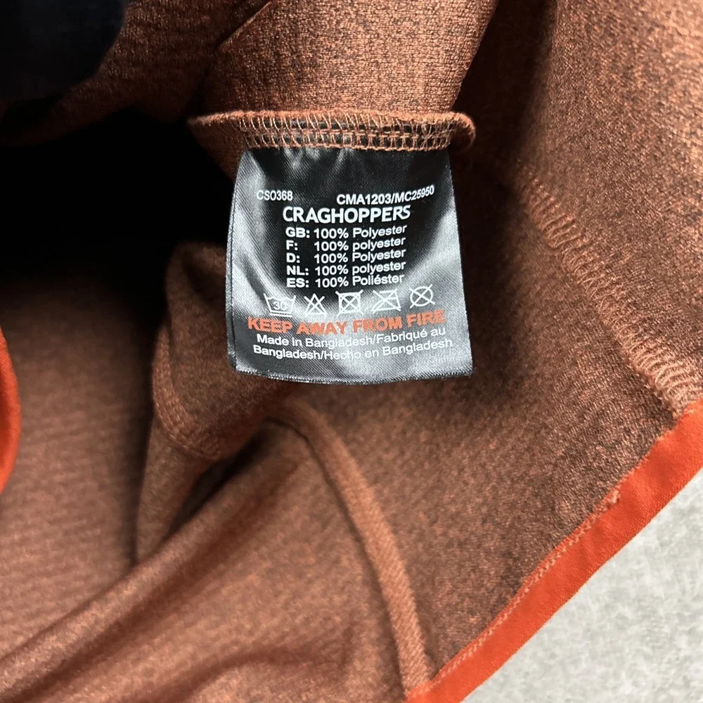 Craghoppers 1/2 Zip Sweater Mens Large Orange Waffle Knit Fleece Pullover